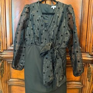 TCEC Sophisticated Black Polka Dot Dress size large